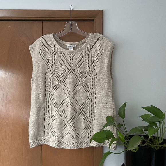 Coldwater Creek oatmeal cream knit sweater vest - Picture 1 of 4